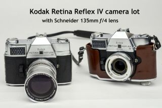 Kodak Retina Reflex Iv Cameras W/ Schneider Kreuznach 135mm F/4 Lens