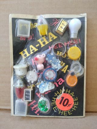 Vending Machine Header Display Card W/ Charms Vintage Space Ship & Astronaut