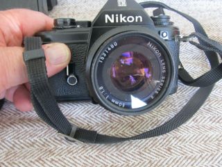 VINTAGE NIKON EM CAMERA with NIKON 50mm 1:1.  8 LENS & ZOOM WITH INST BOOK & CASE 3
