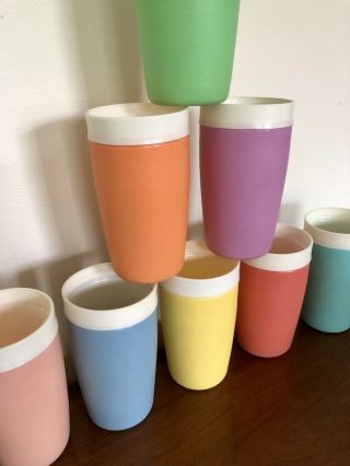 8 Vintage Mid Century Bolero Therm - O - Ware Pastel Colors Tumblers Cups Mcm