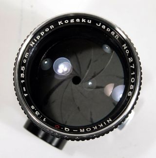 Nikon Nippon Kogaku Nikkor - Q - C 13.  5cm 135mm f3.  5 S - Mount Rangefinder Lens w/Case 6