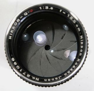 Nikon Nippon Kogaku Nikkor - Q - C 13.  5cm 135mm f3.  5 S - Mount Rangefinder Lens w/Case 7