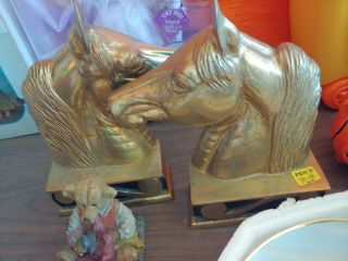 Vintage Brass Horse Head Bookends “the Stallion” By Metalcrafters 1954