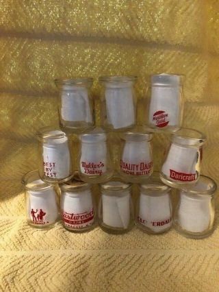 16 Vintage Advertising Glass Dairy Cream Bottle/Table Individual Creamer Dairies 2