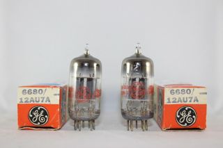 Nib 1960 Vintage Matched Pair Ge 6680 12au7a Test Very Strong 100 - 104 Nos