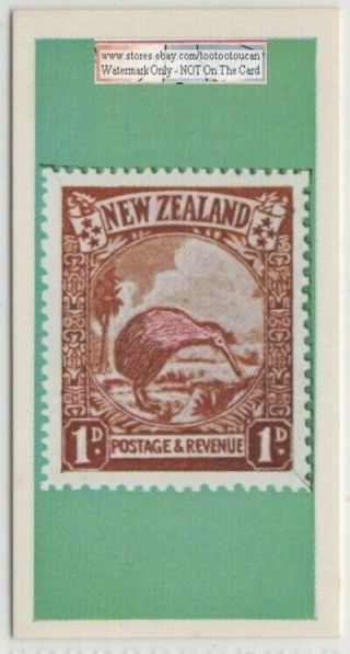 Kiwi Bird On Zealand Postage Stamp Vintage Trade Card
