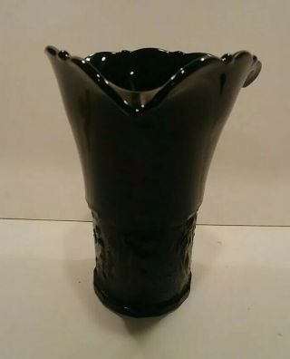 L.  E.  Smith Dancing Nymphs Black Amethyst Glass Vase Art Deco Style Vintage