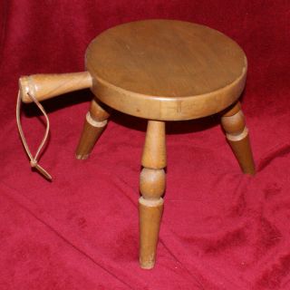 Vintage 1960s Three - Legged Wood Milk Stool By Authentic Furniture Products