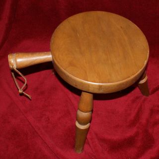 Vintage 1960s Three - Legged Wood Milk Stool by Authentic Furniture Products 2