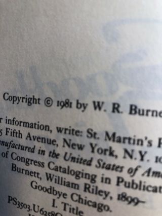 W.  R.  Burnett - Good - bye Chicago - 1st 1st - Author Little Caesar 1981 4