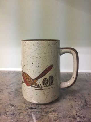 Vintage 16oz.  Otagiri Japan Roadrunner Stoneware Coffee Mug Cup Cactus Speckled