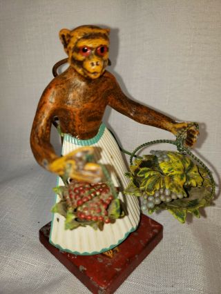Vintage Petites Choses Cast Iron Monkey Cast Metal Painted Statue Monkey