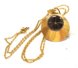 Vintage Slava 17 Jewels Gold Plated Mechanical Pendant Pocket Watch - H24