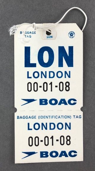Boac London Vintage Bag Tag Luggage Baggage Label B.  O.  A.  C.  Retro Airline Airways