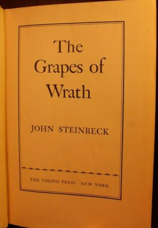 John Steinbeck The Grapes of Wrath 1939 First Edition First Printing Pulitzer 9