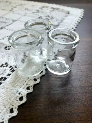 Three Tiny Clear Glass Jar Bud Vases Modern Vintage Home Decor