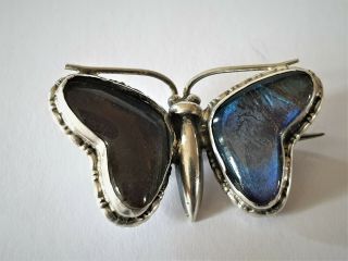 Vintage Art Deco Silver Butterfly Wing Brooch Pin