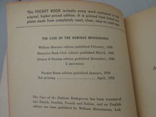 Perry Mason: The Case of The Dubious Bridegroom - E.  S.  Gardner Pocket Book 976 3