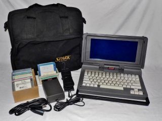Rare Datavue Spark Portable Computer Laptop,  Power Source Case & 21 Floppy Disk