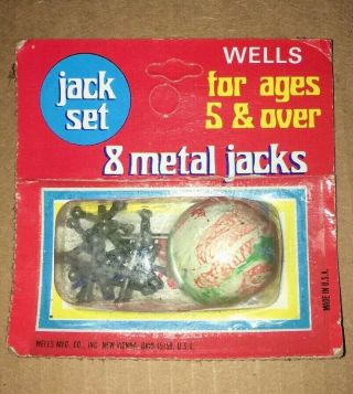 Vintage Jack Set By Wells Mfg.  Co.  8 Metal Jacks Package.