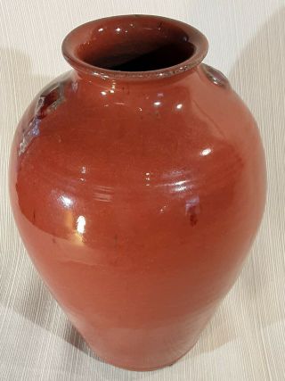 Vintage Vernon Owens 1995 Copper Red Dogwood Vase Jugtown Pottery Seagrove Nc