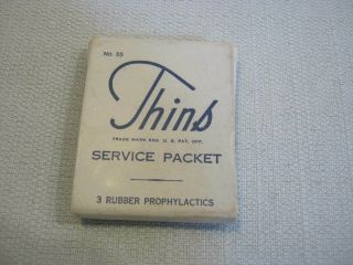 Vintage Military Thins Service Packet,  3 Rubber,  Rubbers Prophylactics,  Condoms