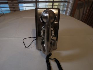 Crosley phone brushed nickle VINTAGE LOOK CR55 wall telephone dial old style 2