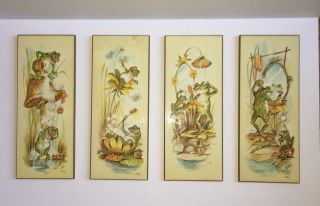 Vintage Frog Prints Wall Plaque Set Coby 70 