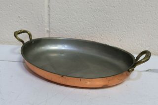 Vintage French Copper Frying Pan Skillet Oval 12” X 9” - 250