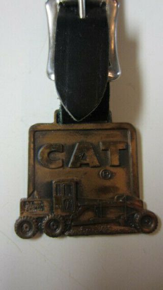 Vintage Cat / Caterpillar Road Grader Watch Fob & Leather Strap