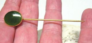 Vintage 14k Gold Jade Stick Pin 2 Grams