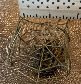Vintage Spider Spiderweb Bronze Cuff Bracelet XLTiger’s Eye Cabochon Artist Made 8