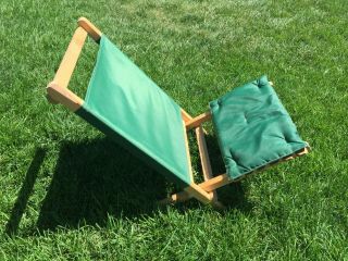 Vintage Byer " The Maine Lounger " Beach Chair Green Wood Collapses Usa Camping