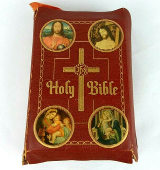 Vintage Catholic Press Holy Bible Papal Edition Illustrated Cover 1954