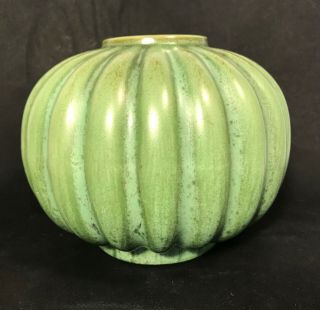 Vintage Gefle Of Sweden Green Gourd - Shaped Vase 5 - 1/4 " X 6 - 1/2 "