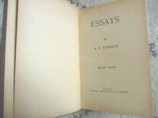 EMERSON ' S ESSAYS by RALPH WALDO EMERSON 1897 ANTIQUE HARDCOVER CLASSIC NATURE VG 4