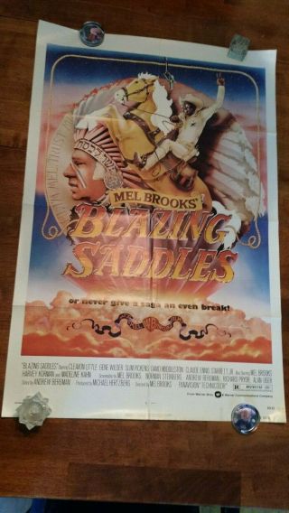 Blazing Saddles Mel Brooks 1974 Movie Poster 27 X 41 Vintage Wilder