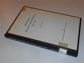 Printing,  And Reading By Rudolf Hirsch 1967 Hc