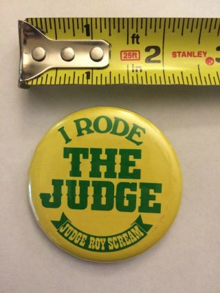 Vintage Six Flags I Rode The Judge Roy Scream Button Pin Pinback Promo 1980s Wow
