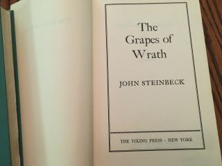 VTG 1939 Grapes of Wrath,  John Steinbeck,  hardback 3