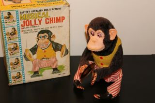 Vintage Daishin Jolly Chimp Monkey With Box,  Made In Japan