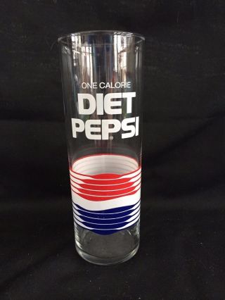 Vintage Diet Pepsi One Calorie Glass Striped Tall Tumbler 6.  75 " Advertising