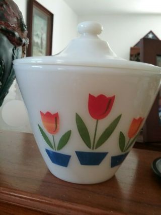 Vintage Fire King Tulip Grease Jar W/lid Wonderful
