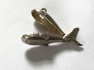 Vintage 1960’s Jonah And Whale Opening Charm Pendant.  1”.  2.  4 Gr