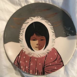 Vintage Matthew Adams Alaska Eskimo Girl Plate 7 3/4 "
