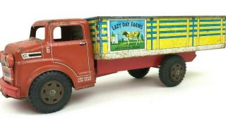 Vintage Toy Marx Lumar Lazy Day Farms Registered Stock Metal Farm Truck