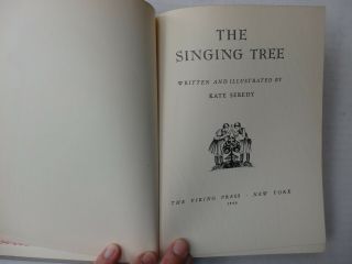 The Singing Tree by Kate Seredy 1939 HC Second Printing Set in Hungary WWI 5