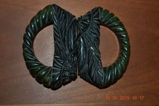 Vintage Intricate Black Bakelite Belt Buckle