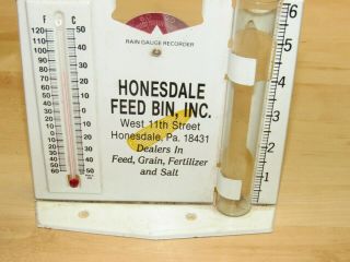 Vintage Advertising Thermometer Rain Gauge Honesdale Pa Feed Bin Inc