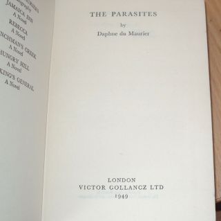 1949 - THE PARASITES by DAPHNE DU MAURIER 1st EDITION 1st PRINTING H B DJ 2
